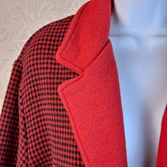 Willow Ridge Red and Black Houndstooth Patterned Jacket 1 Button Closure EUC - Picture 2 of 10
